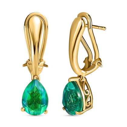 Pfau Quarz Triplette Ohrringe, 925 Silber vergoldet, ca. 4.40 ct