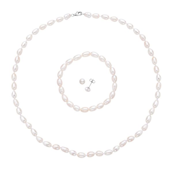 K&ouml;nigin der Edelsteine- 3er Set, wei&szlig;es S&uuml;&szlig;wasserzuchtperlen-Schmuckset image number 0