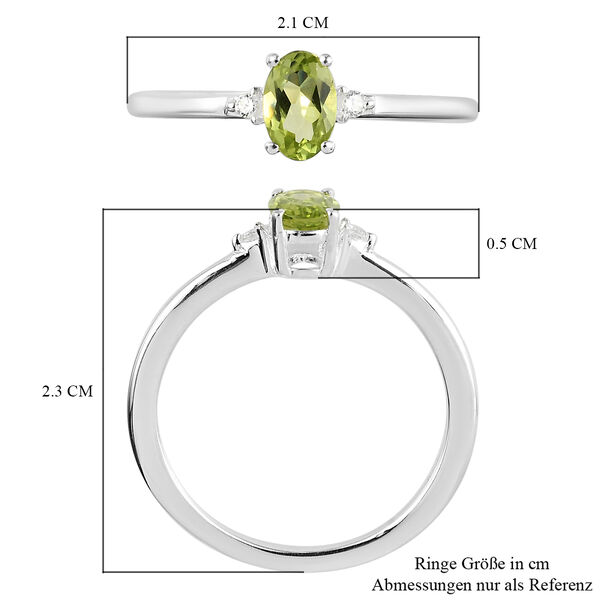 Natürlicher Peridot und Weißer Simulierter Diamant Ring 925 Silber  ca. 0,53 ct image number 7