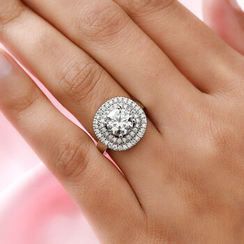 88 Facetten Moissanit Ring 925 Silber platiniert  ca. 2,01 ct