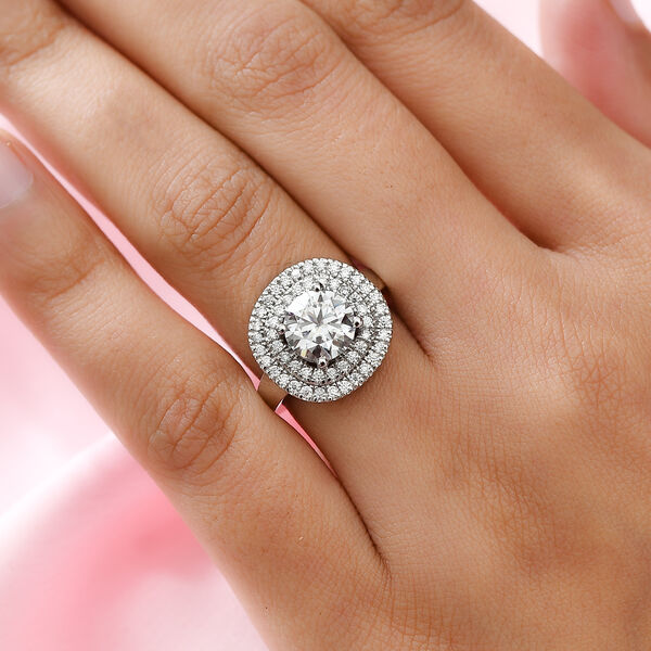 88 Facetten Moissanit Ring 925 Silber platiniert  ca. 2,01 ct image number 3