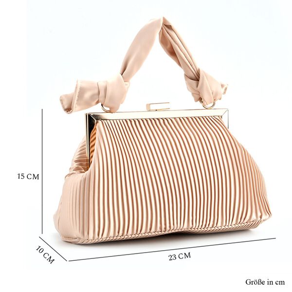 Plissiertes Design Crossbody Tasche mit Knotenhenkel, 23x10x15cm, Gold image number 6