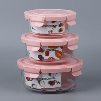 3er-Set Runde Glas Aufbewahrungsbox