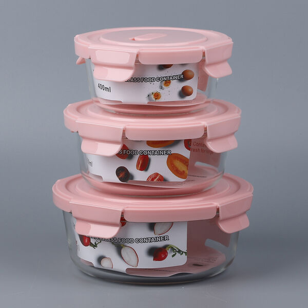 3er-Set Runde Glas Aufbewahrungsbox image number 1