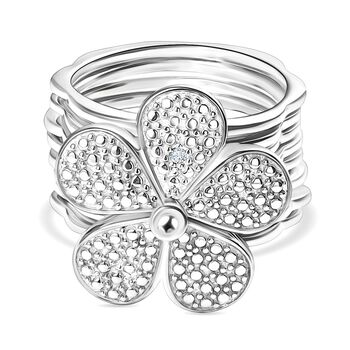 Wei&szlig;er Diamant Konvertierbarer Blumen-Ring, umwandelbar zum Armband, Nickelfreies Messing, 18cm