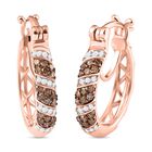 Nat&uuml;rliche Champagner Diamant Creolen, 925 Silber Ros&eacute;gold Vermeil ca. 0.50 ct