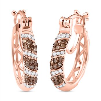 Nat&uuml;rliche Champagner Diamant Creolen, 925 Silber Ros&eacute;gold Vermeil ca. 0.50 ct