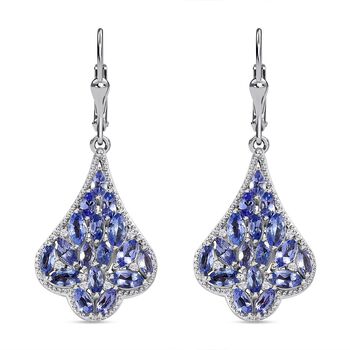 Tansanit Ohrringe, 925 Silber platiniert, ca. 4.05 ct