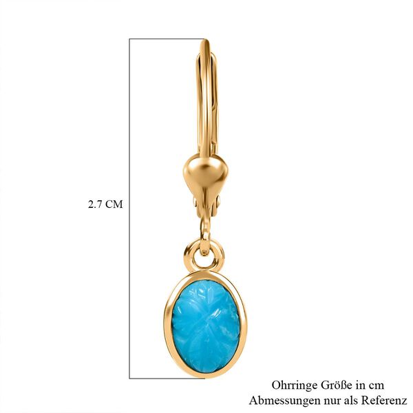 AA Sleeping Beauty Türkis Ohrringe 925 Silber 750 Gelb Vergoldet ca. 1.57 ct image number 6