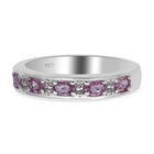 Rosa Saphir und Zirkon Half Eternity Band Ring 925 Silber platiniert (Größe 16.00) ca. 0,98 ct