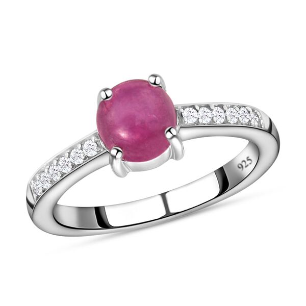 Sternrubin und weißer Zirkon-Ring, 925 Silber platiniert  ca. 1,41 ct image number 4