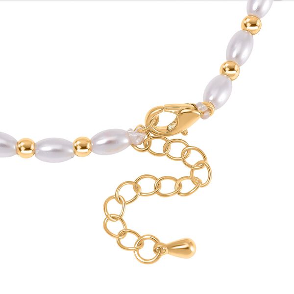 Wei&szlig;e Muschelkernperle Armband ca. 18cm + 5cm Extender, Standard gelb vergoldet image number 3