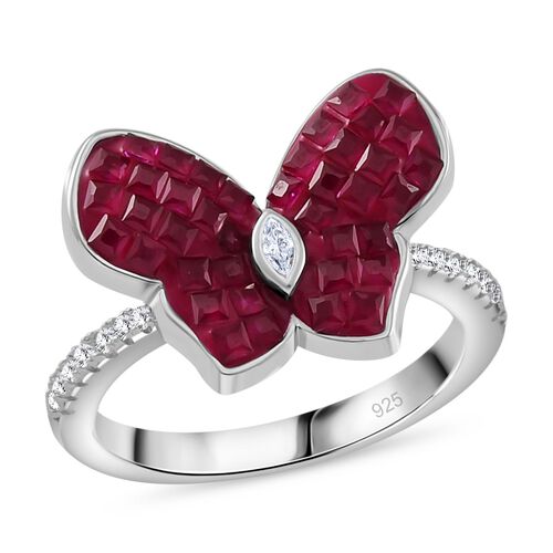 Rubin-Farbe und weißer Zirkonia Ring image number 0