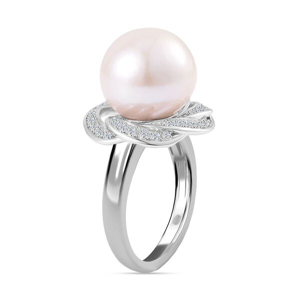 12-13 mm weißer Edison Perle und Zirkon-Ring - 0,57 ct. image number 5