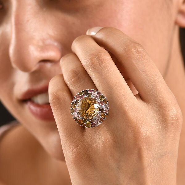 D'Joy AA Citrin, Mehrfarbig-Turmalin Ring 925 Silber rhodiniert (Gr&ouml;&szlig;e 20.00) ca. 10,59 ct image number 2