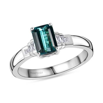 RHAPSODY - AAAA Pirineu Lagunen Turmalin, Wei&szlig;er Diamant SGL zertifiziert Ring 950 Platin (Gr&ouml;&szlig;e 20.00) ca. 1.19 ct