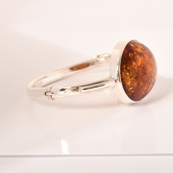 Nat&uuml;rlicher Baltischer Bernstein Armreif ,ca. 19 cm, 925 Silber image number 1