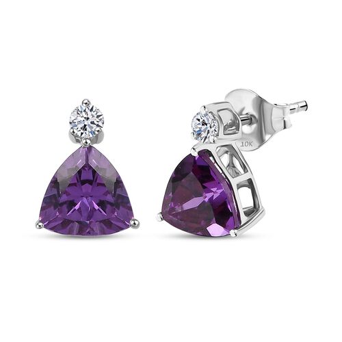 AAA Lab Grown Farbwechsel Saphir, Lab Grown Diamant Ohrringe 417 Gold ca. 3,33 ct. image number 0
