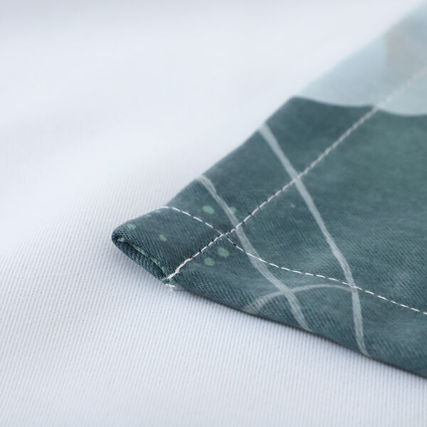 2er-Set - Verdunkelungsvorh&auml;nge mit 8 Metallringen, Blumenmuster, Dunkelgr&uuml;n-Schwarz und Wei&szlig;&nbsp; image number 3