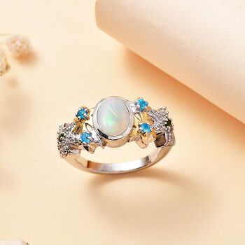 GP Sea Life Kollektion- AA &auml;thiopischer Welo Opal, Chromdiopsid, Neon Apatit, Zirkon und blauer Saphir-Ring - 1,30 ct