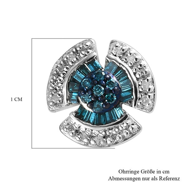 Blaue und wei&szlig;e Ohrstecker in Silber image number 5