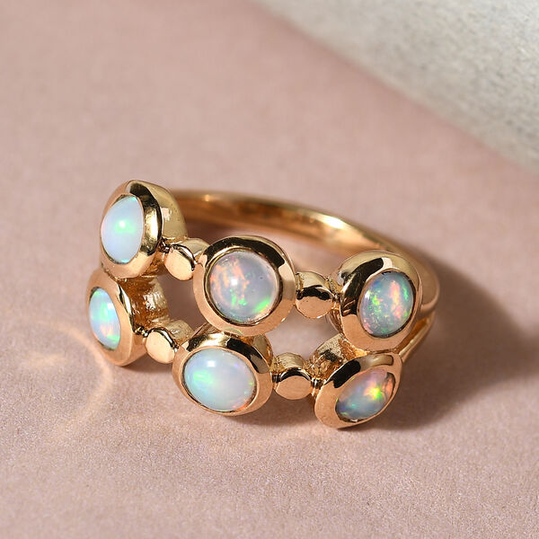 Nat&uuml;rlicher, &auml;thiopischer Opal-Ring, 925 Silber vergoldet  ca. 1,05 ct image number 2