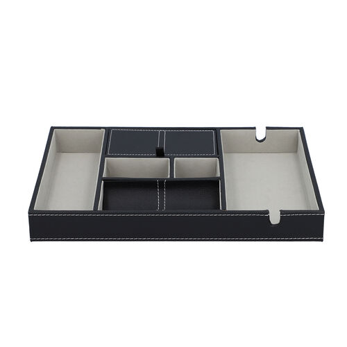 Schreibtisch Organizer mit 6 Fächern, Smartphone und Brillenfach, Schwarz image number 1