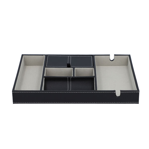 Schreibtisch Organizer mit 6 F&auml;chern, Smartphone und Brillenfach, Schwarz image number 1