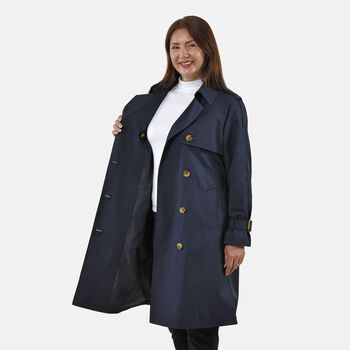 LA MAREY - Trench Coat mit H&uuml;ftg&uuml;rtel, XL, Marineblau