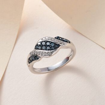 Blauer und wei&szlig;er Diamant-Ring - 0,33 ct.