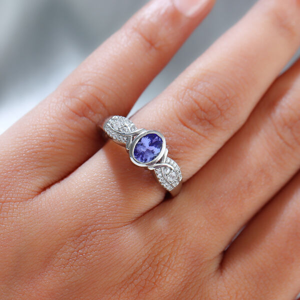 Tansanit und Zirkon-Ring, 925 Silber platiniert  ca. 1,09 ct image number 3