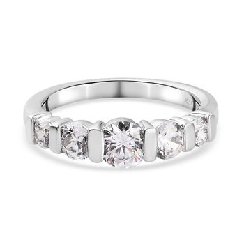 LUSTRO STELLA Hergestellt mit ZIRKONIA Ring 925 Silber Platin-&Uuml;berzug (Gr&ouml;&szlig;e 16.00) ca. 2,16 ct