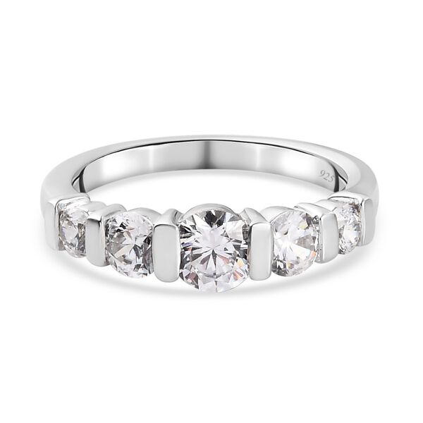 LUSTRO STELLA Hergestellt mit ZIRKONIA Ring 925 Silber Platin-&Uuml;berzug (Gr&ouml;&szlig;e 16.00) ca. 2,16 ct