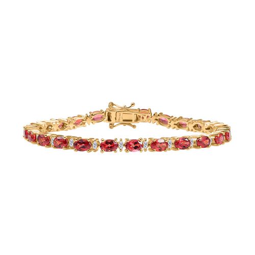 Empress Flame - D joy Lab Created Padparadscha-Saphir, Moissanit Armband ca. 19 cm 925 Silber 750 Gelbgold Vermeil ca. 15.11 ct image number 0