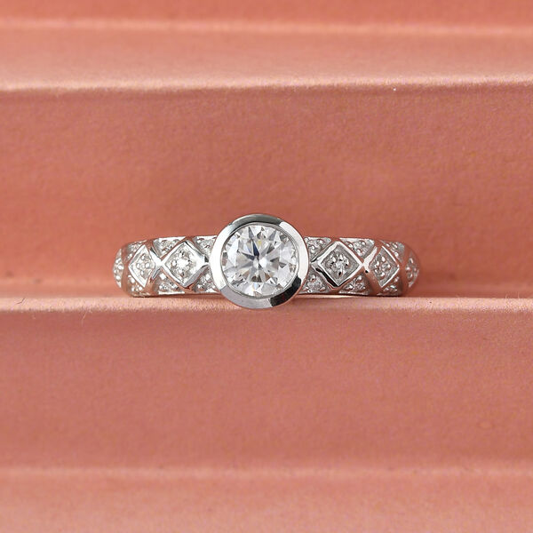 88 Facetten Moissanit Ring 925 Silber platiniert  ca. 0,57 ct image number 2