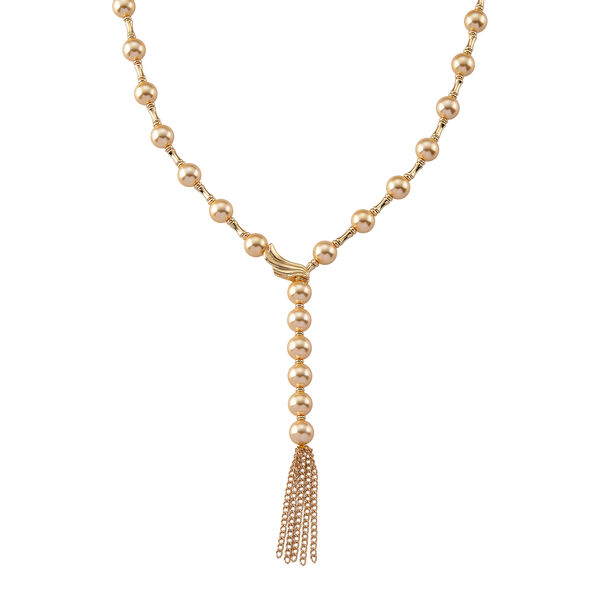 Goldene Muschelkernperle (11-13 mm) Halskette ca. Flexibles cm Reine Legierung gelb vergoldet 480.00 ct