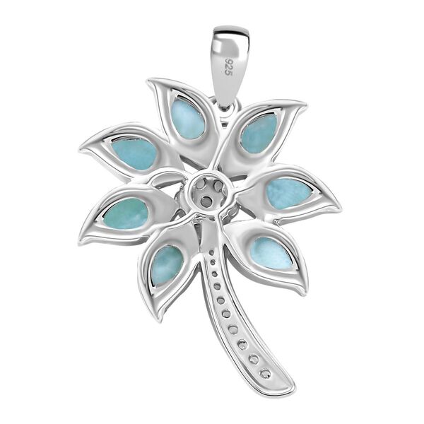 AA nat&uuml;rlicher gr&uuml;ner Larimar und Zirkon-Anh&auml;nger - 4,46 ct. image number 5