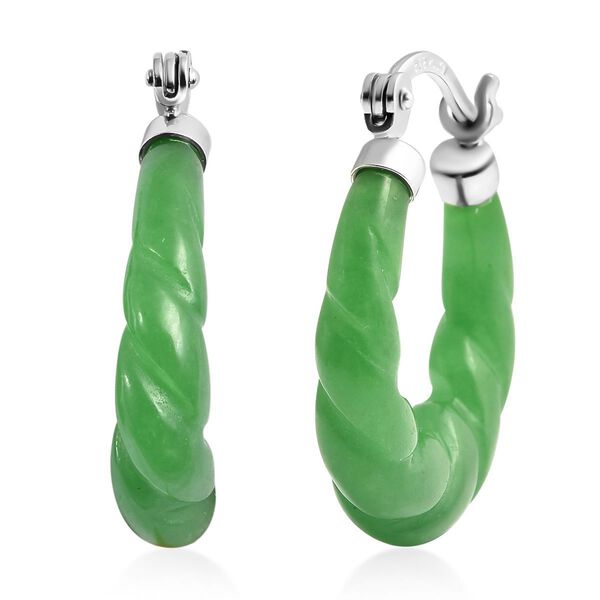 Gr&uuml;ne Jade Ohrringe 925 Silber rhodiniert ca. 18.50 ct