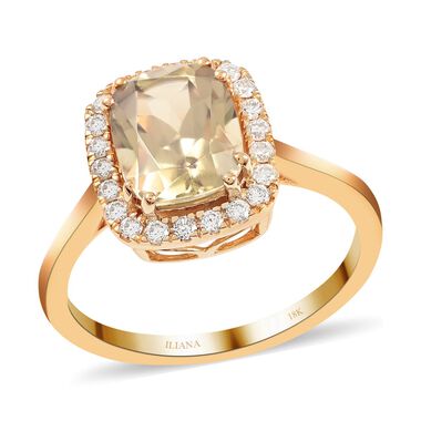 ILIANA AAA Turkizit und Diamant-Ring, SI G-H, 750 Gelbgold  ca. 2,65 ct