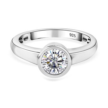 Moissanit Ring 925 Silber platiniert (Gr&ouml;&szlig;e 17.00) ca. 0,73 ct