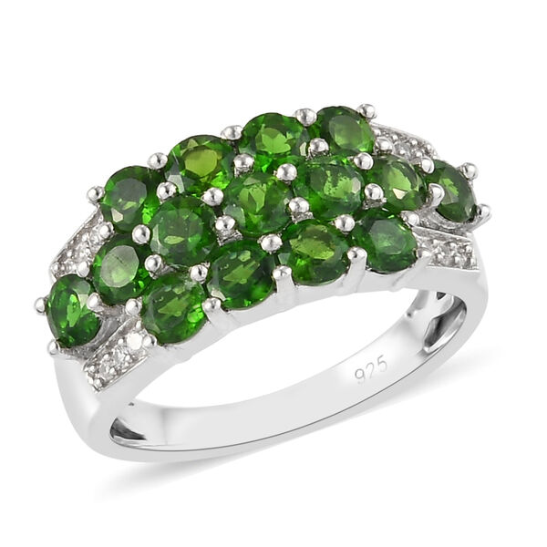 Natürlicher Chromdiopsid und Zirkon Ring 925 Silber platiniert image number 4