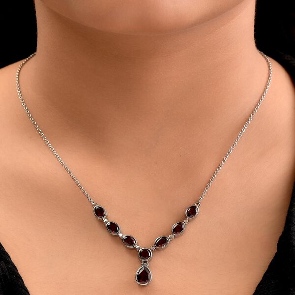 Rote Granat Halskette, ca. 45 cm, Edelstahl ca. 5,42 ct image number 3