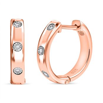 Wei&szlig;er Diamant P Ohrringe 925 Silber Ros&eacute;gold Vermeil ca.