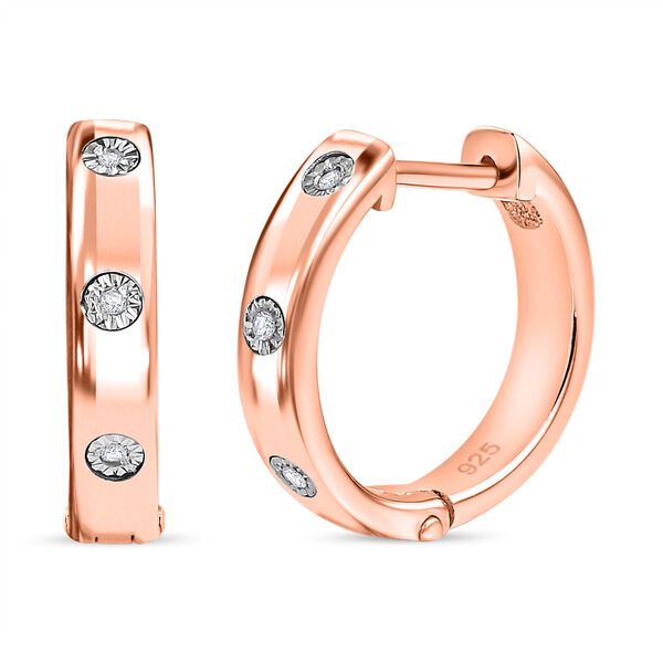 Wei&szlig;er Diamant P Ohrringe 925 Silber Ros&eacute;gold Vermeil ca.