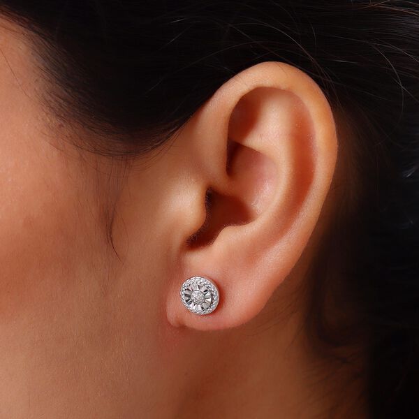 Weiße Diamant-Ohrstecker, 925 Silber platiniert ca. 0.05 ct image number 3