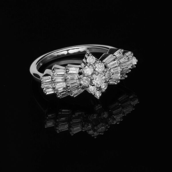 LUXORO SGL zertifizierter I1 G-H Diamant Ballerina-Ring in 585 Wei&szlig;gold - 1 ct. image number 2