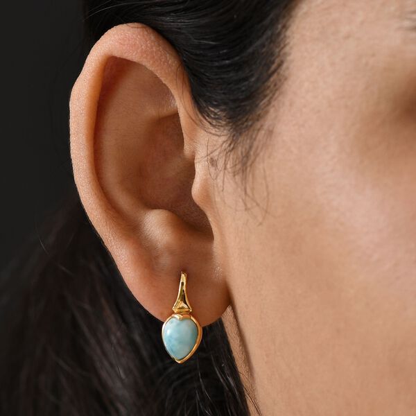 D'Joy Larimar Ohrringe 925 Silber 750 Gelb Vergoldet ca. 4.12 ct image number 3