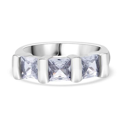 LUSTRO STELLA - Wei&szlig;er Zirkonia Ring 925 Silber rhodiniert (Gr&ouml;&szlig;e 19.00)
