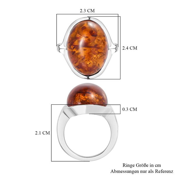 Natürlicher baltischer Bernstein Ring, 925 Silber rhodiniert, (Größe 17.00) image number 7