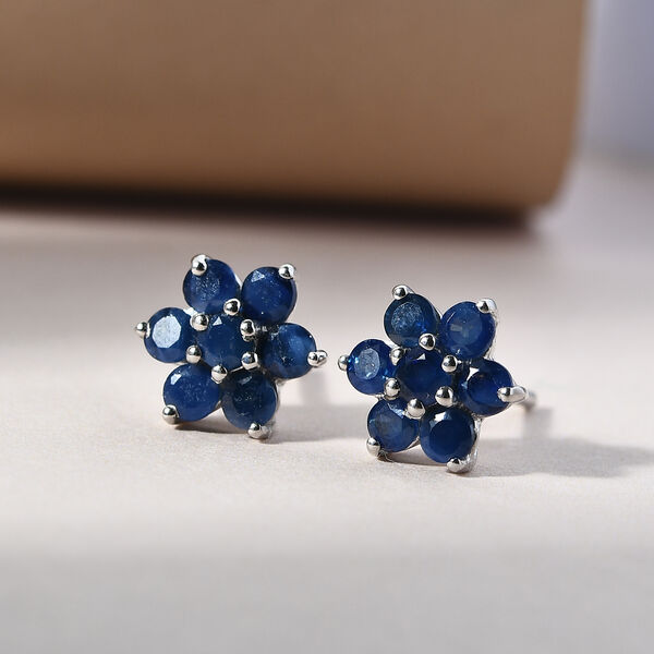 Blauer Saphir Ohrringe 925 Silber platiniert ca. 1,34 ct image number 2